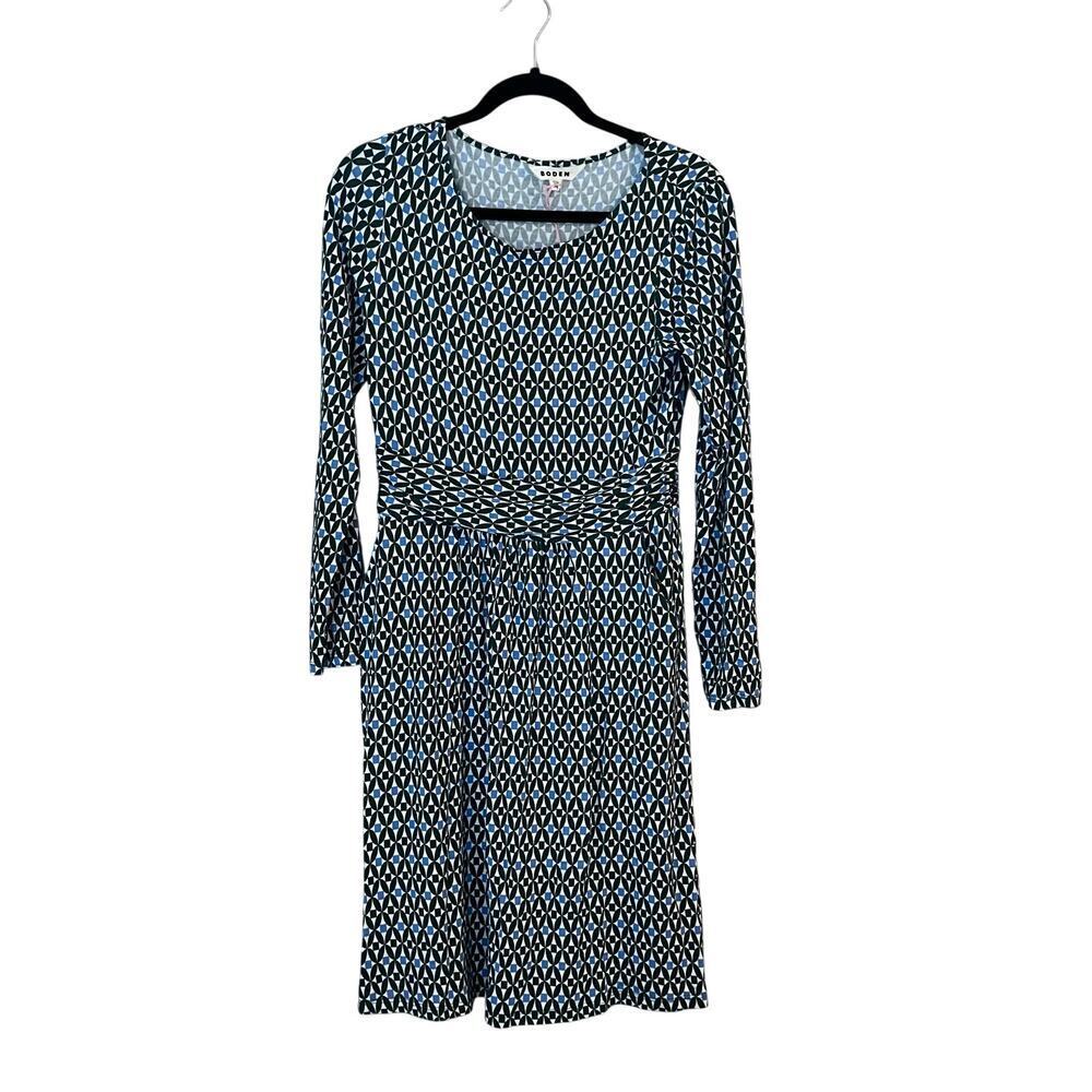 Boden Dress Viscose Blend Jersey Dress Stretch Geometric Print Size 6 Petite 6P